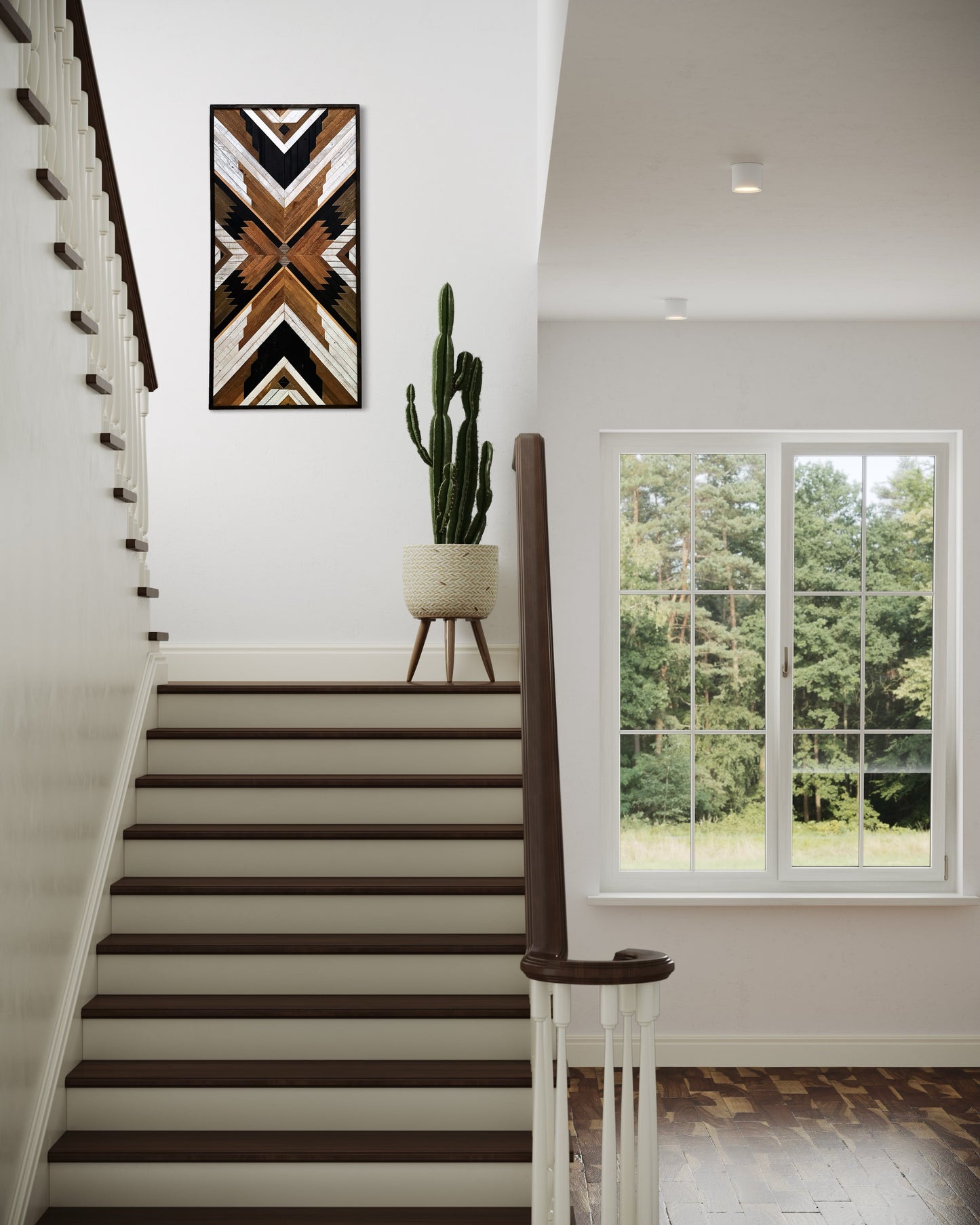 Armonia: Large Wood Mosaic Wall Art-Black, White and Wood