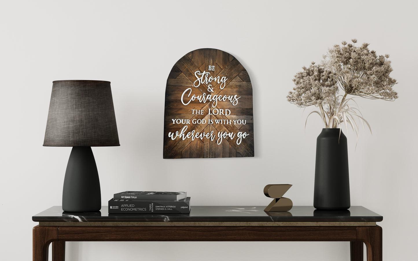Be Strong and Courageous, Joshua 1:9, Wood Mosaic Christian Art