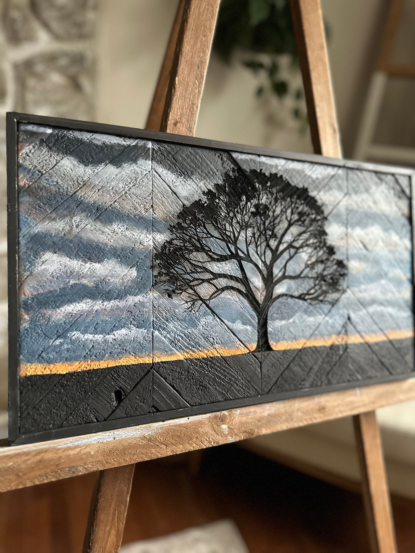 Tree at Dusk (purple clouds) 20"x11"
