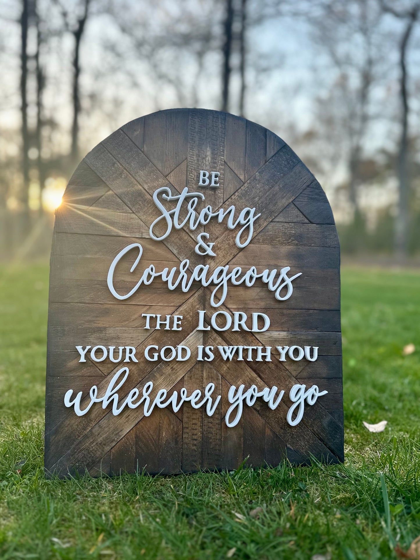 Be Strong and Courageous, Joshua 1:9, Wood Mosaic Christian Art