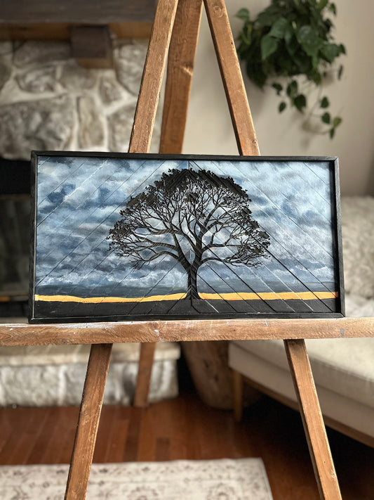 Tree at Dusk (clouds) 21.5"x11.5"