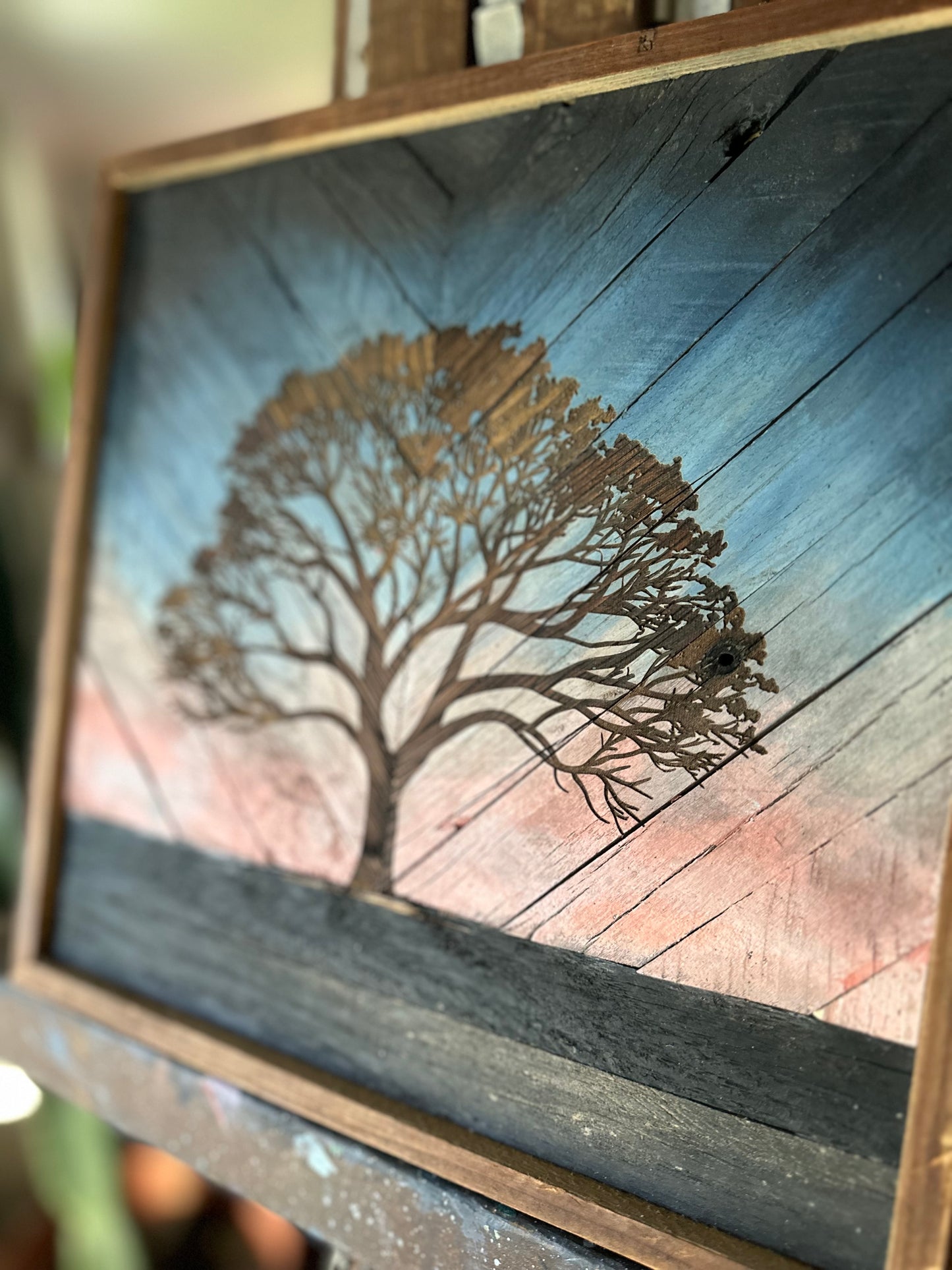 Tree at Dusk 11” square