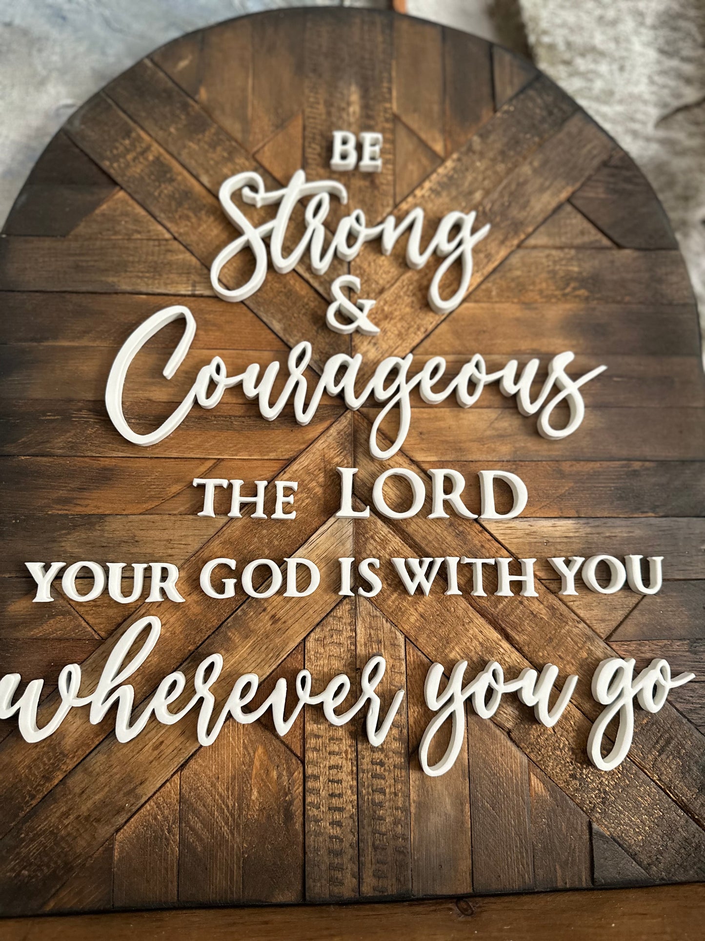 Be Strong and Courageous, Joshua 1:9, Wood Mosaic Christian Art