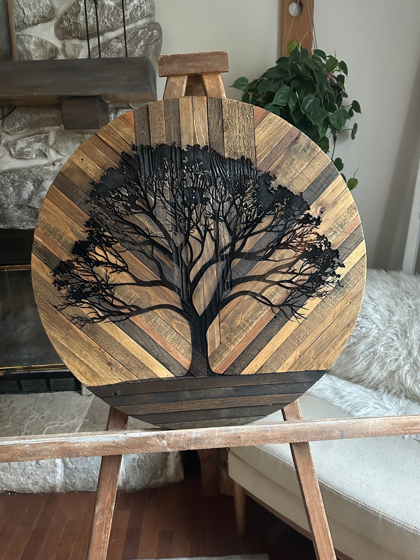 Tree at Dusk NATURAL WOOD Round 24"