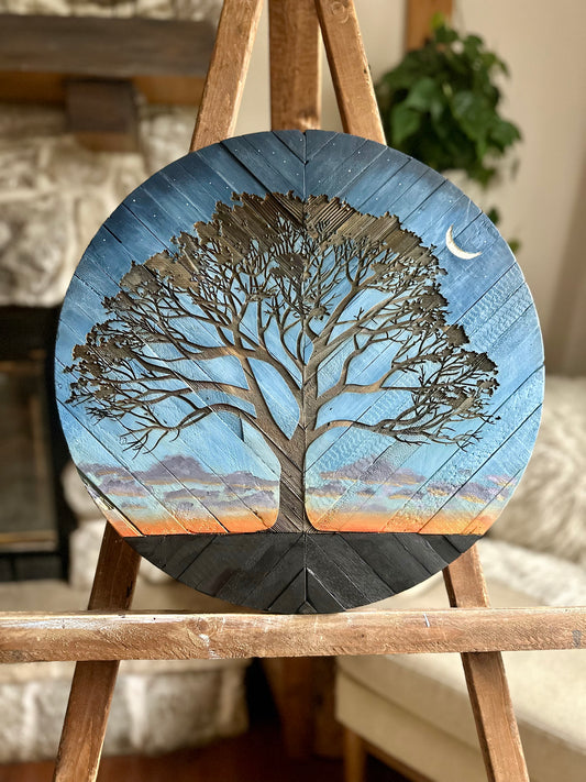 Tree at Dusk MOON round 17.5"