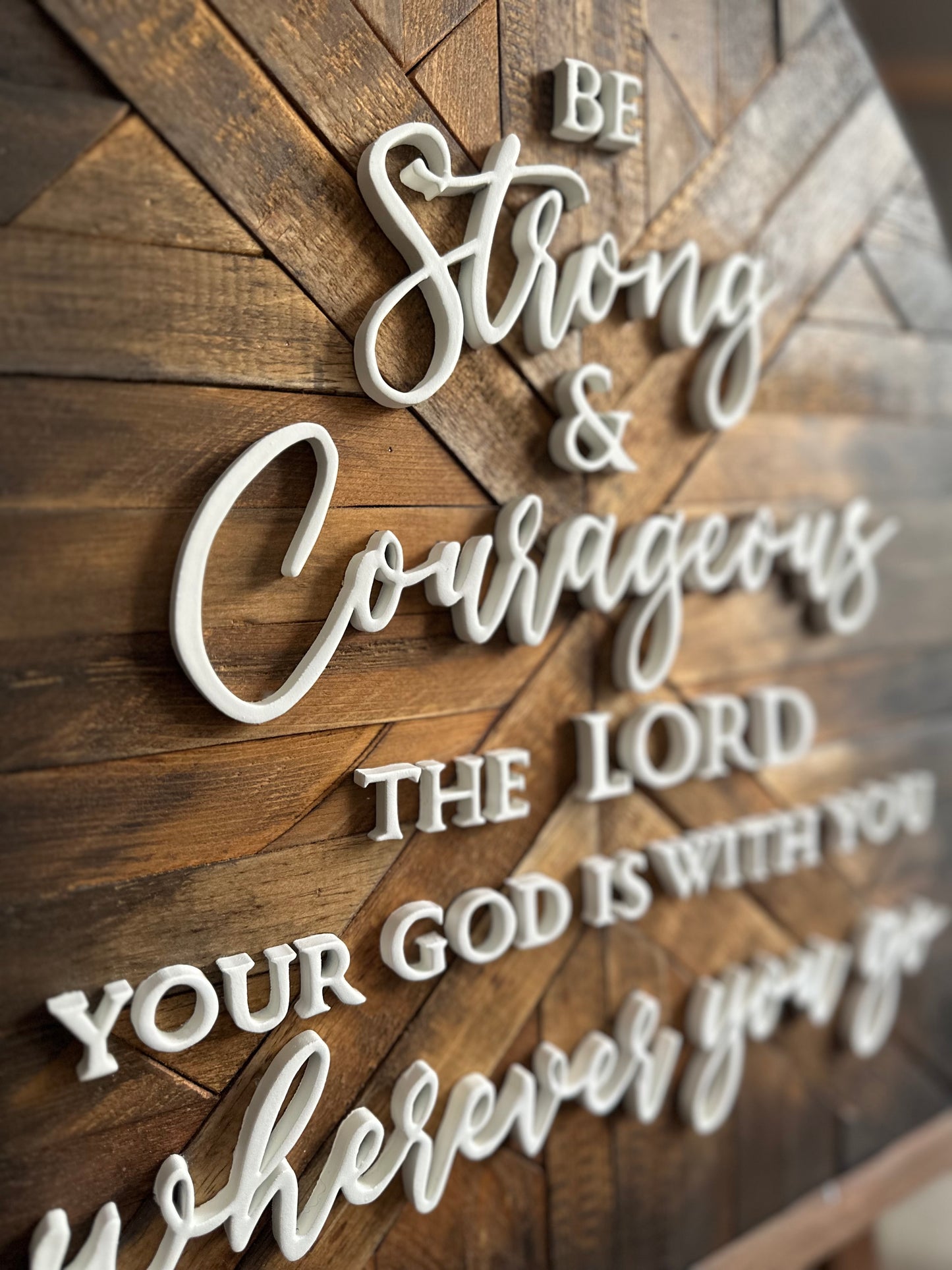 Be Strong and Courageous, Joshua 1:9, Wood Mosaic Christian Art