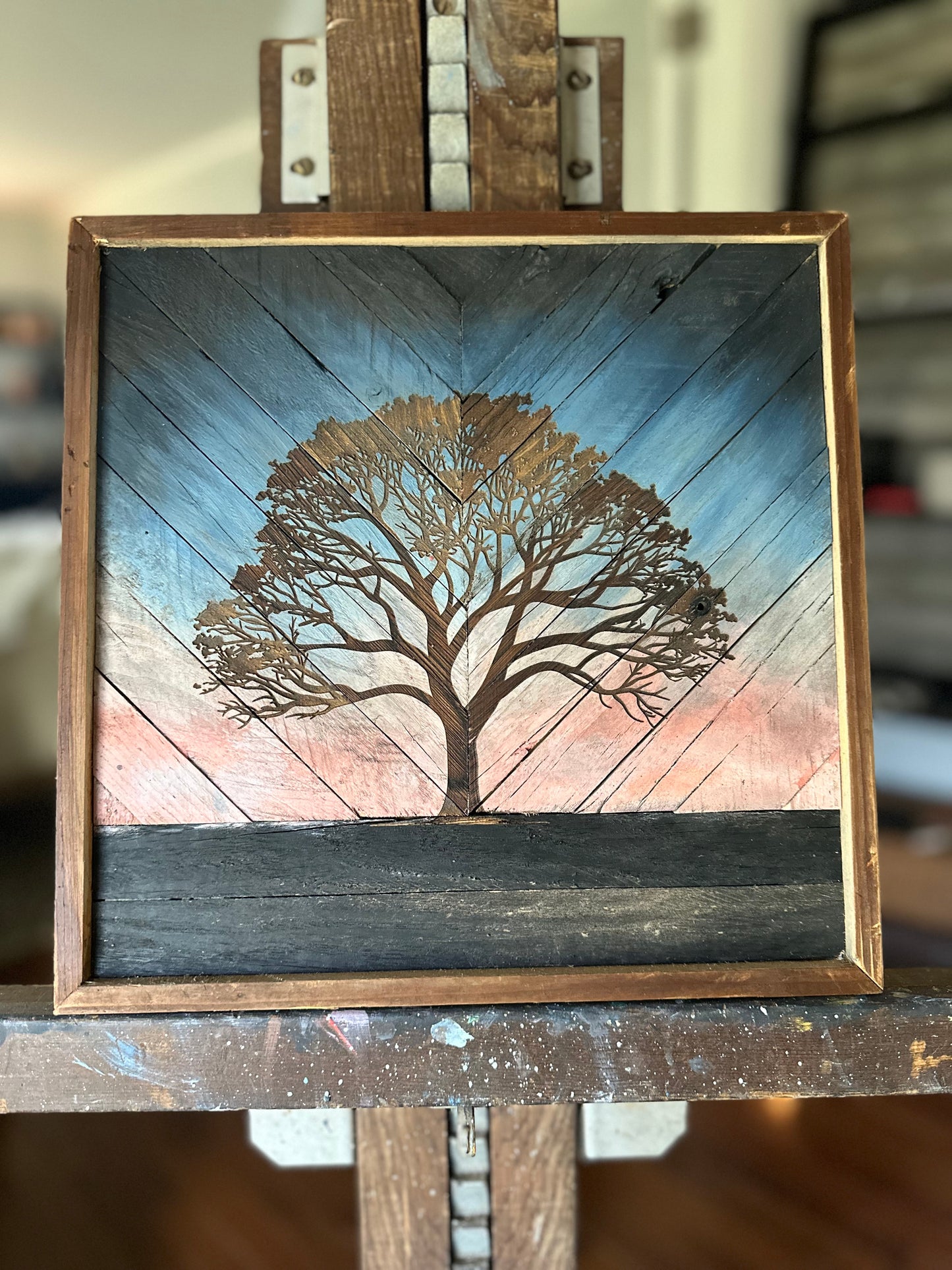 Tree at Dusk 11” square