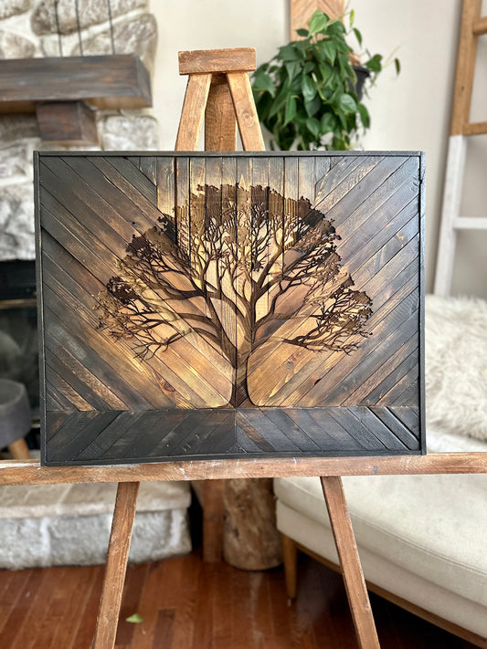 Tree at Dusk NATURAL WOOD 25”x20”