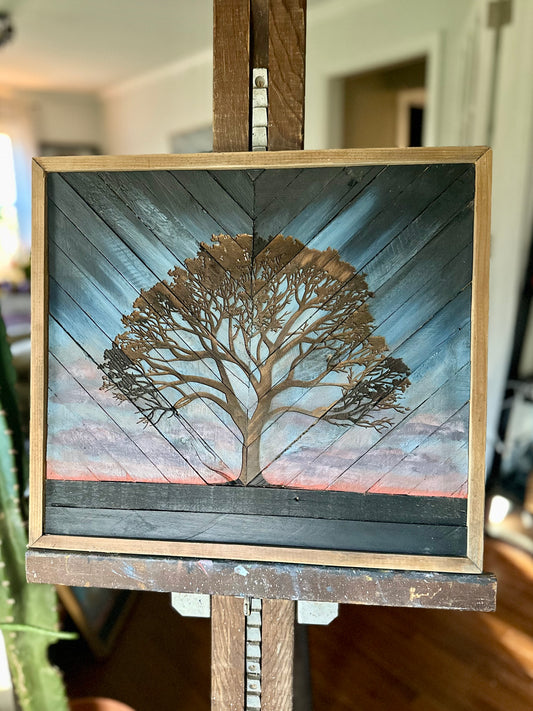 Tree at Dusk 17.5”x15.5