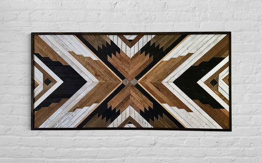 Armonia: Large Wood Mosaic Wall Art-Black, White and Wood