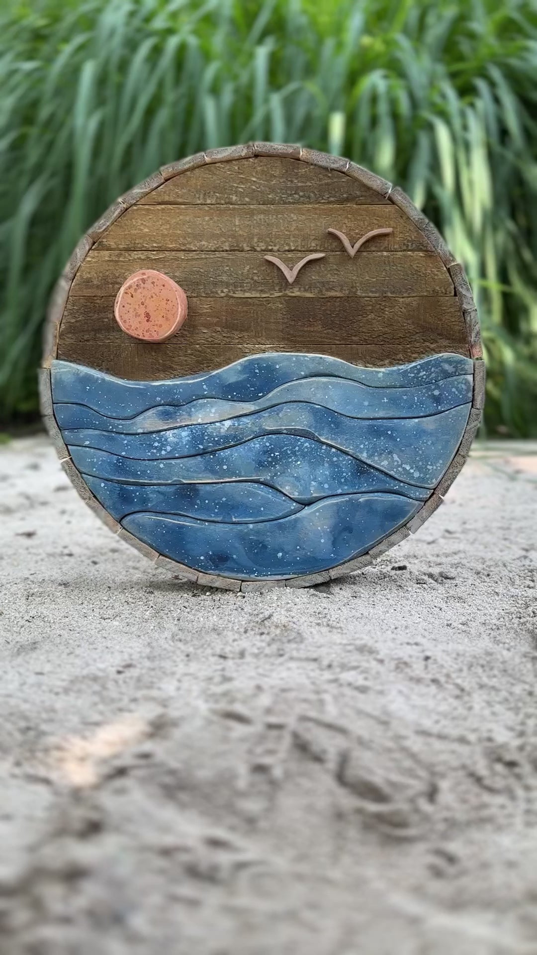 Beach art, wood art, sunset wood art, ocean wall art