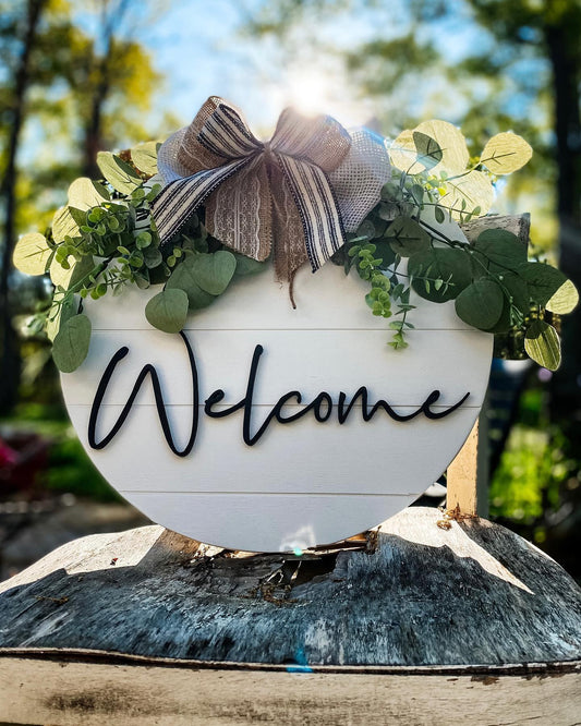 Wooden Welcome Wreath